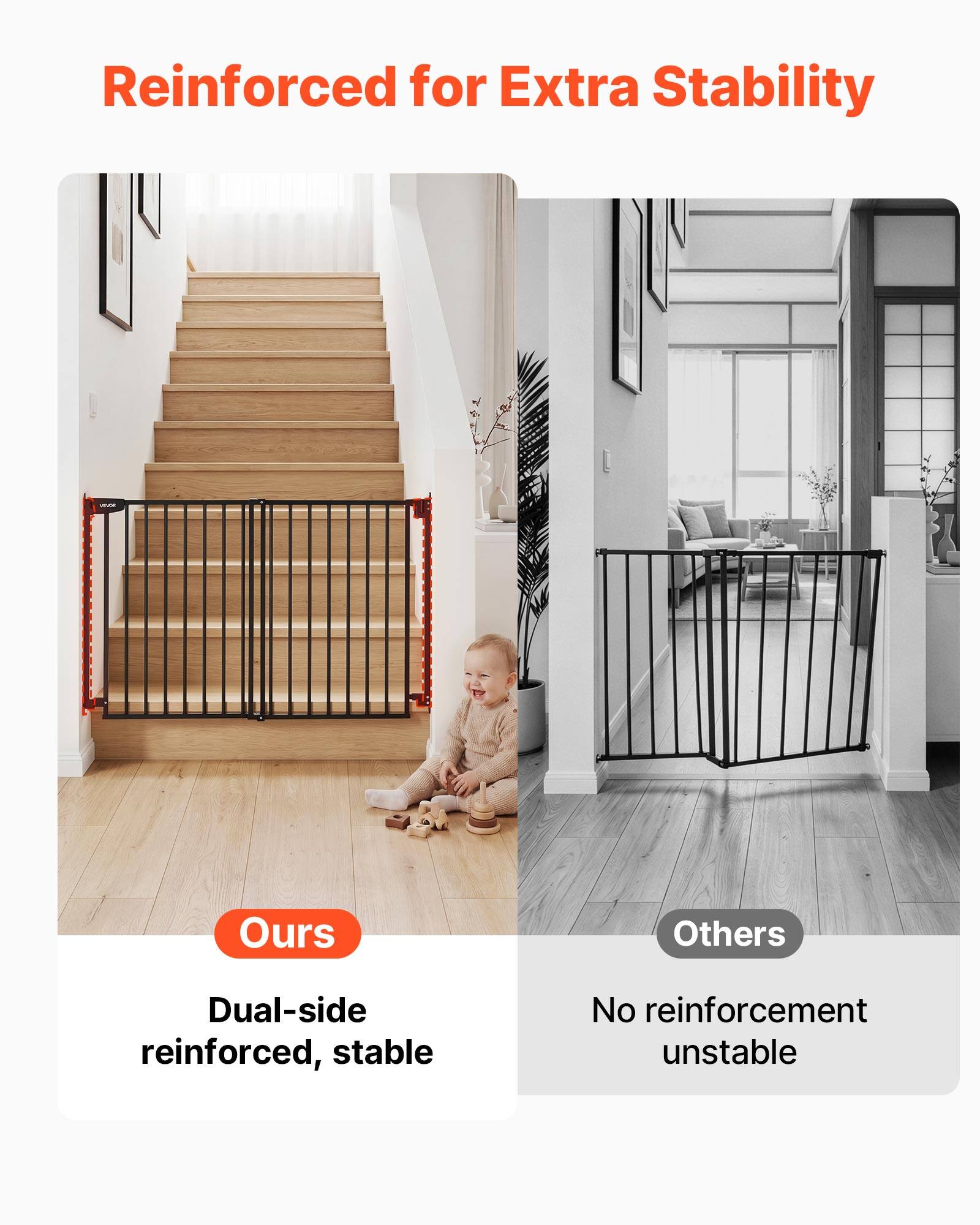 Reinforced for Extra Stability

Ours
Dual-side reinforced, stable

Others
No reinforcement unstable