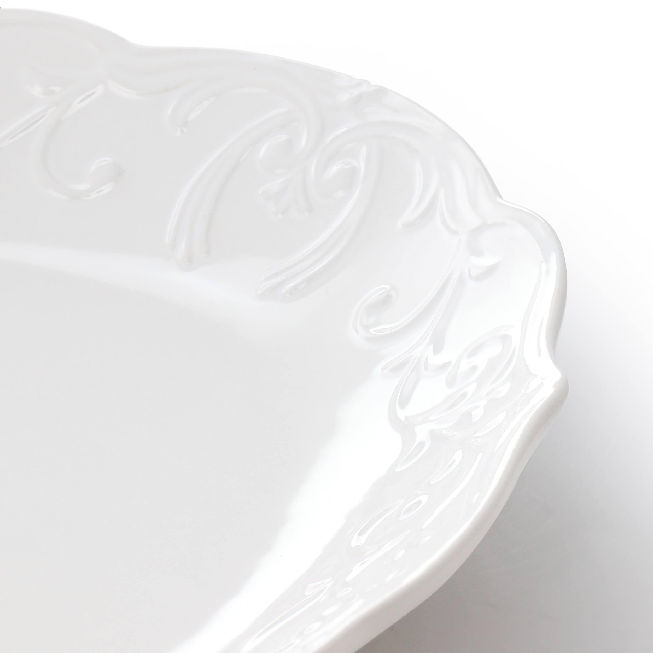 Alt View 3. Gibson - Gibson Home Bountiful Joy 18.75 x 14 Inch Durastone Oval Platter in White - White.