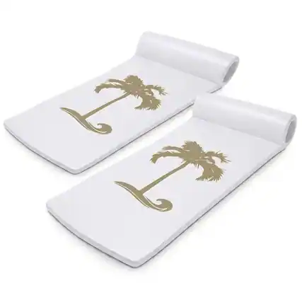Front. TRC Recreation - Recreation Sunsation 70" Foam Lounger Pool Float, Bronze Palm White (2 Pack) - White.
