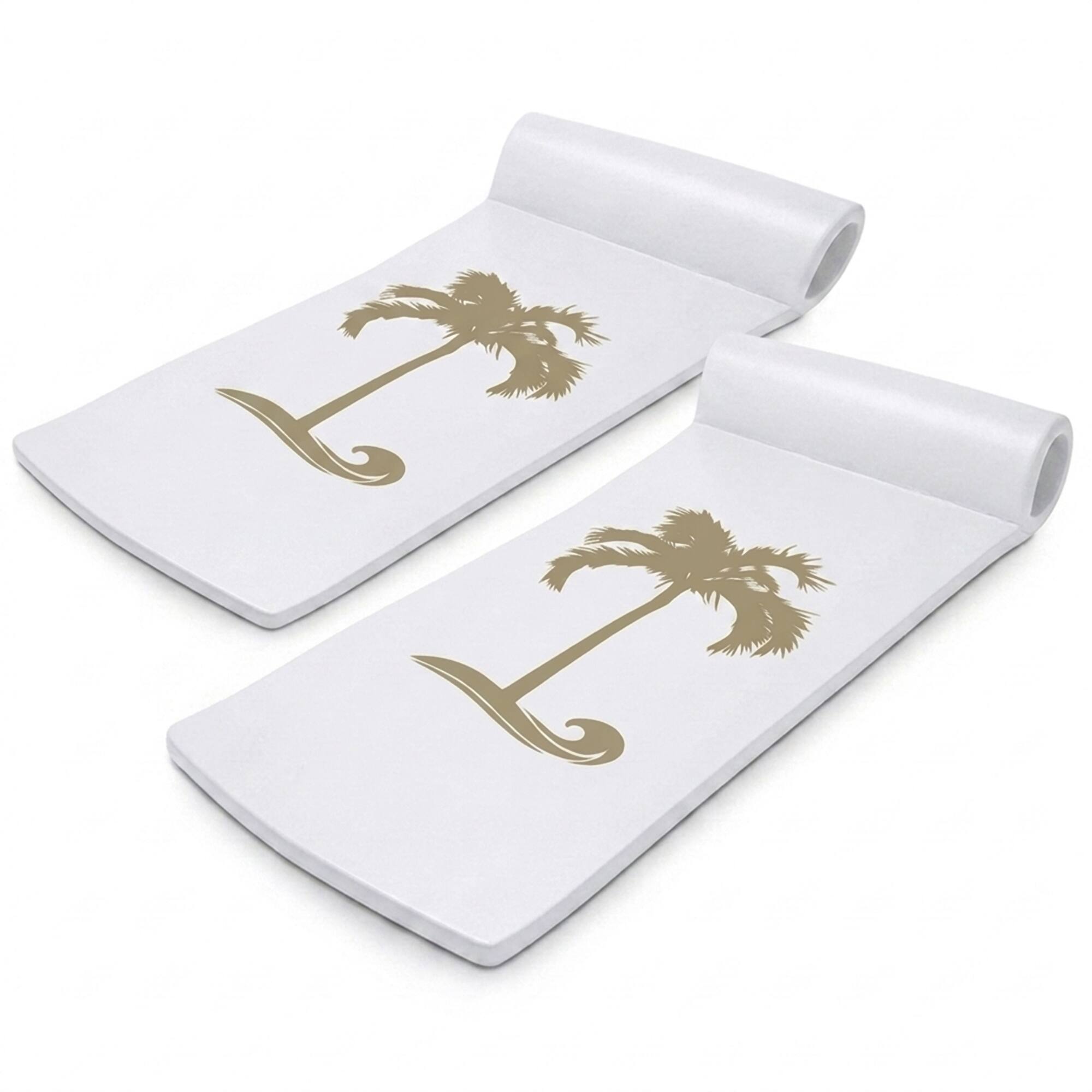 Front. TRC Recreation - Recreation Sunsation 70" Foam Lounger Pool Float, Bronze Palm White (2 Pack) - White.