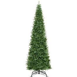 Resenkos - 12-Ft Tall Pre-Lit Hinged Artificial Christmas Tree - Green