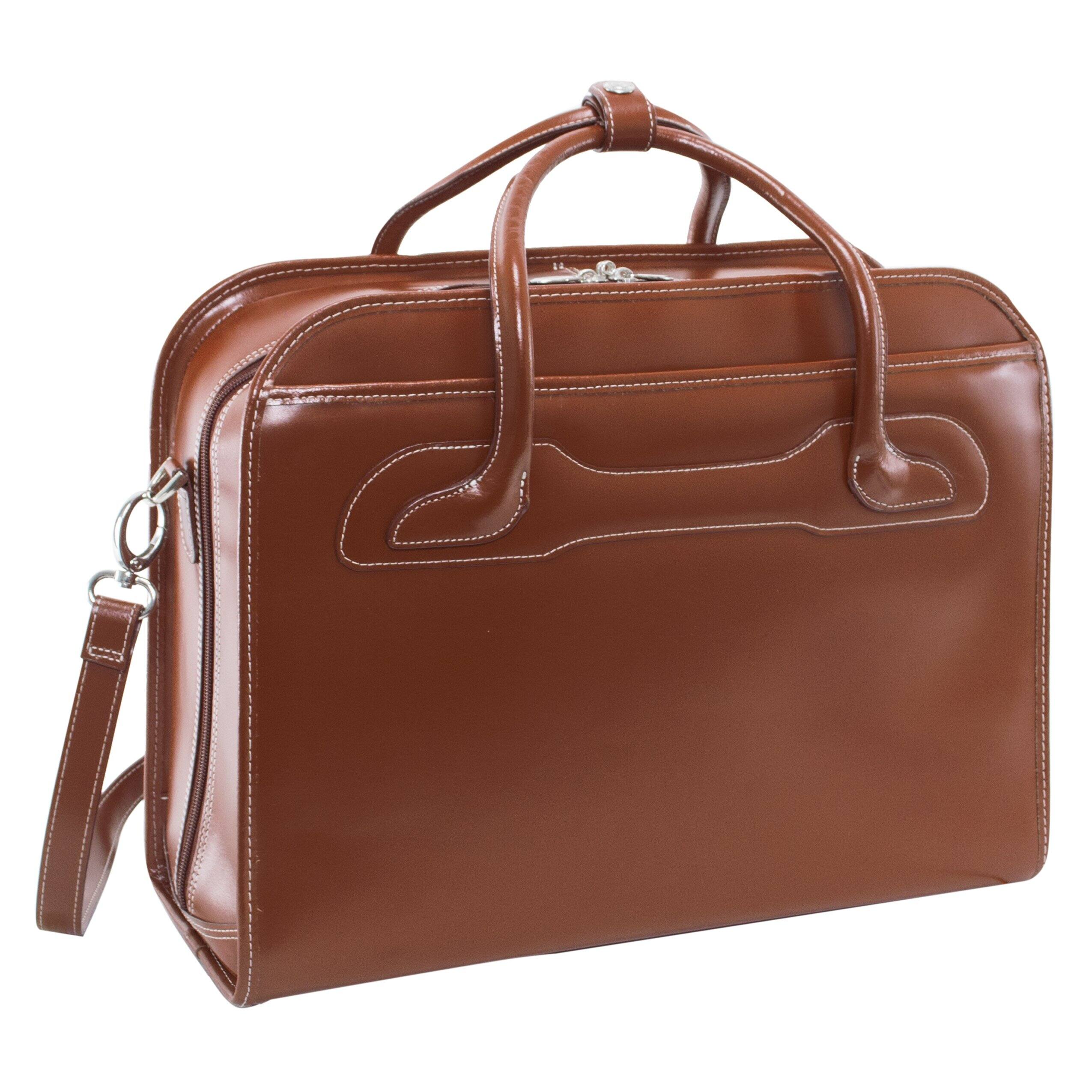 Alt View 2. McKlein - WILLOWBROOK 17" Leather Detachable Wheeled Laptop Briefcase Tablet Bag Rolling Overnight Travel Removable Trolley Case - Brown.