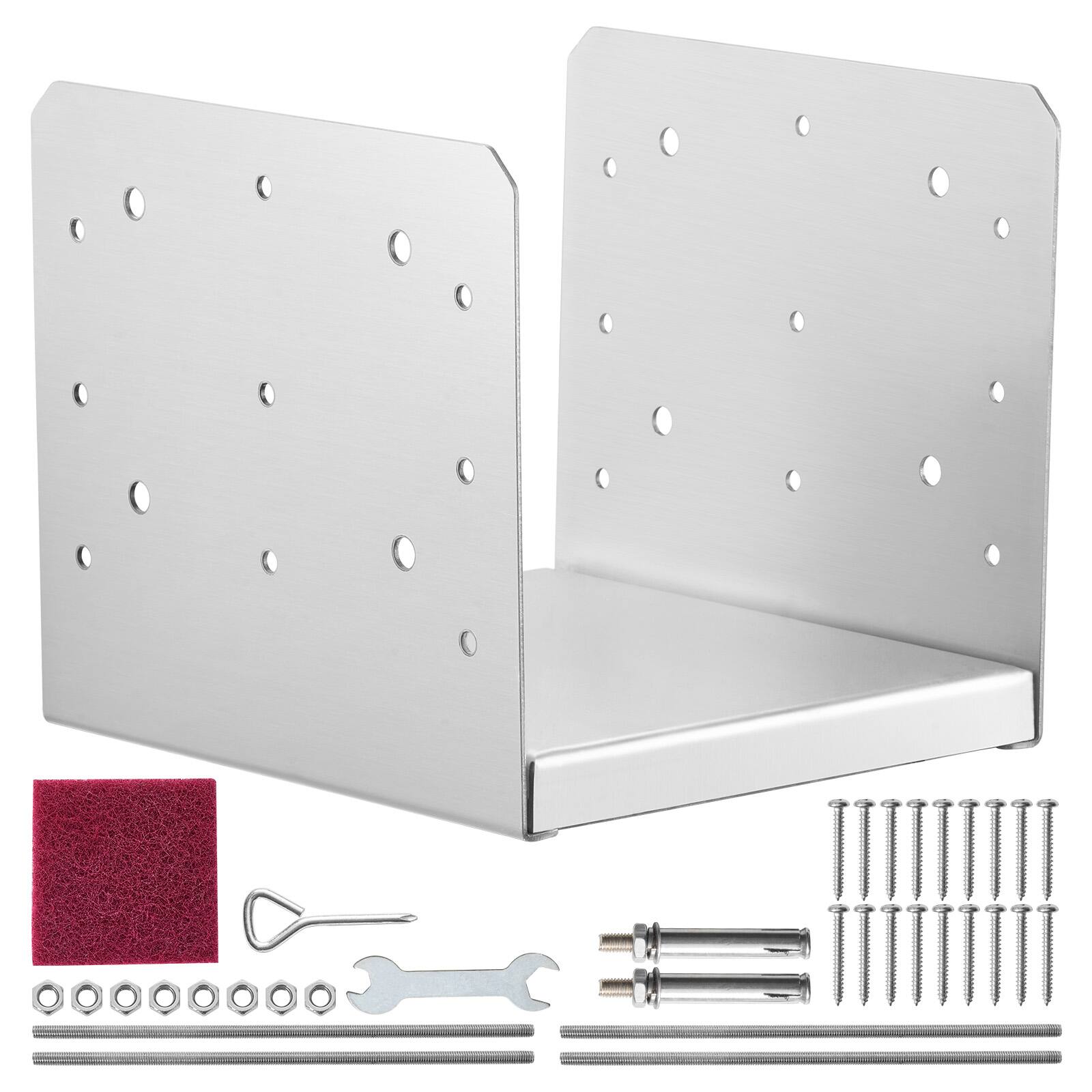 Alt View 5. VEVOR - 8"x 8" Post Base, 1Pcs Stainless Steel Adjustable Post Anchor Bracket(Internal 7.8 x 7.3"), Adjustable Post Base - Silver.