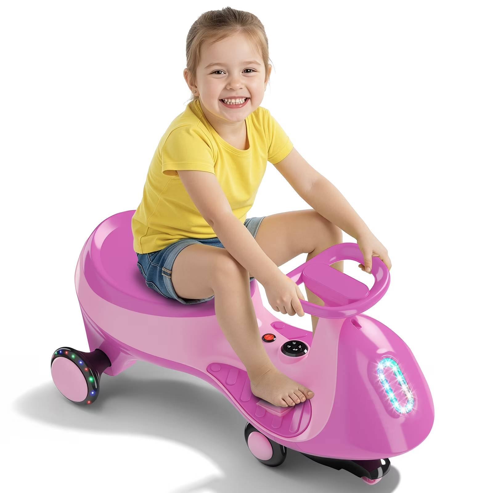 Alt View 1. Winado - 12V Electric Wiggle Car with Pedal for Kids, 2 Speed Ride-On Car Toy, 2 in 1 Rechargeable Battery, Anti-Rollover - Pink.