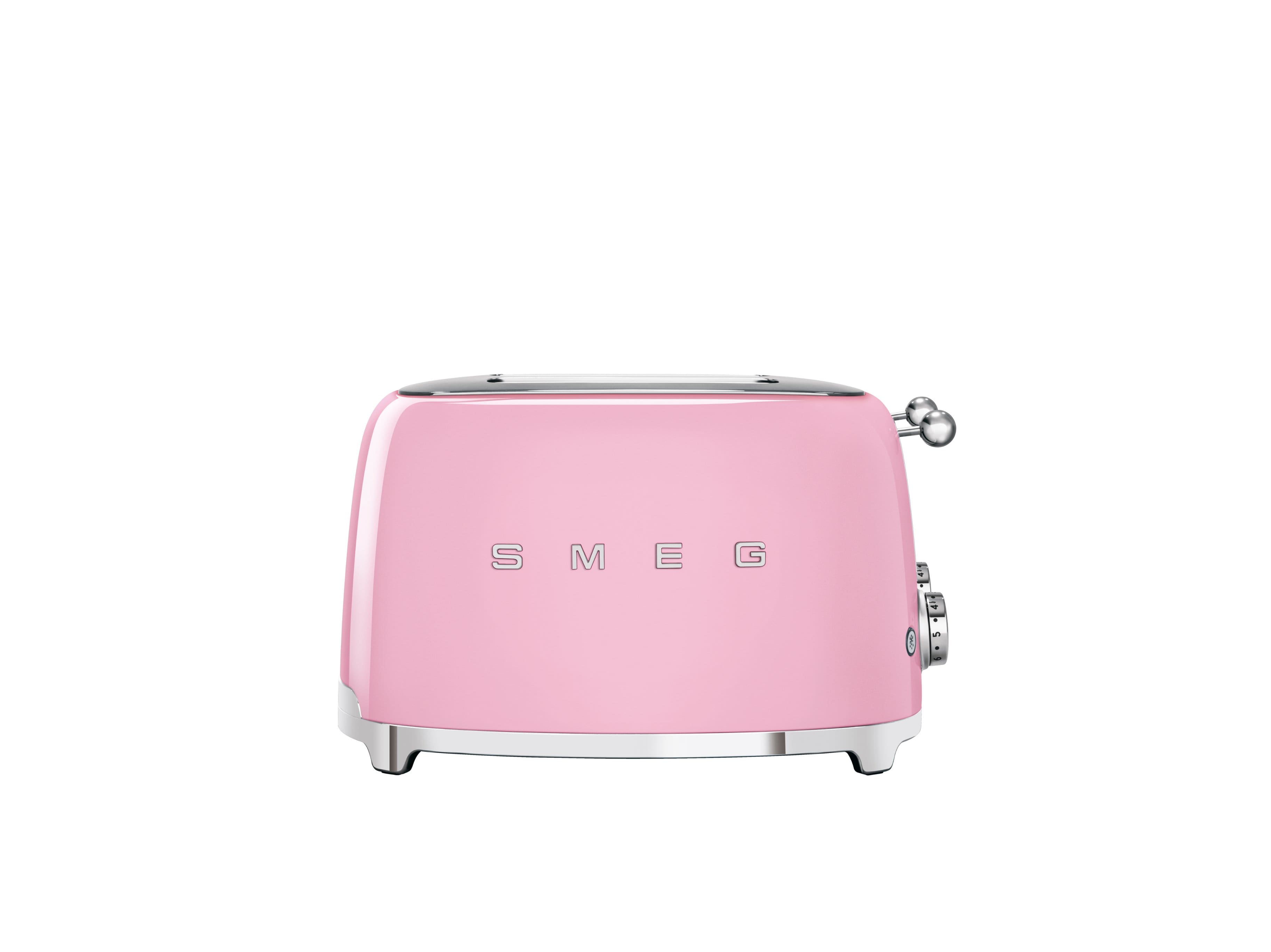 Front. SMEG - SMEG TSF03 4-Slice Wide-Slot Toaster - Pink.