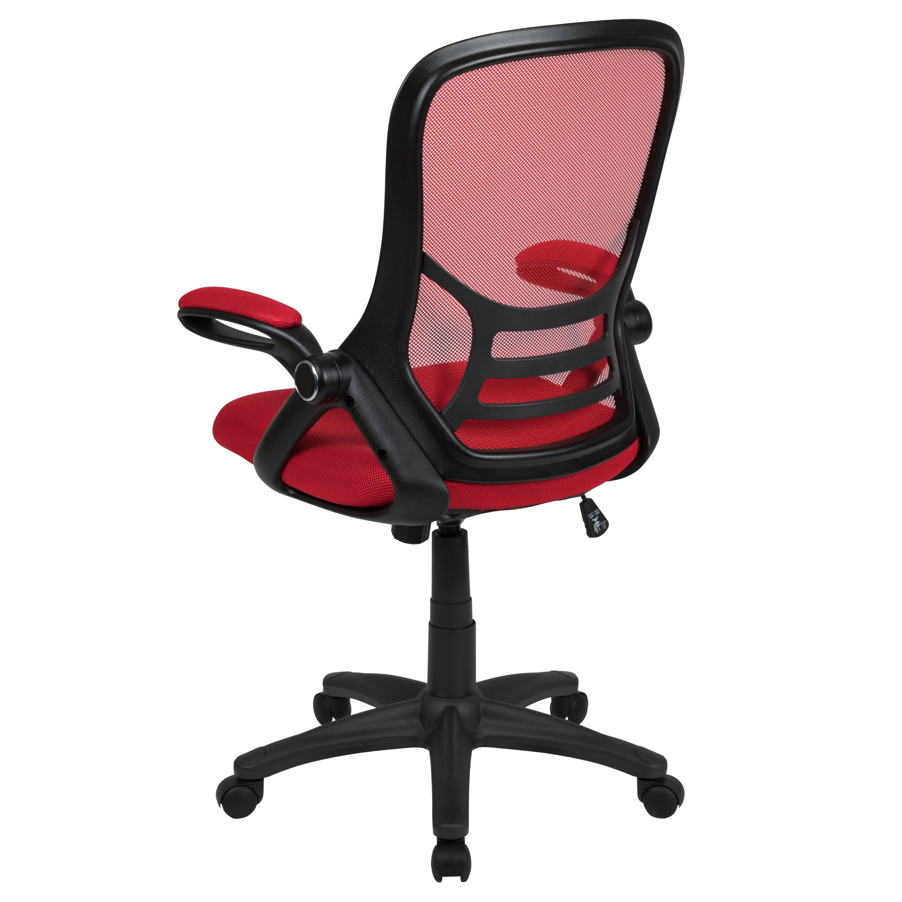 Alt View 5. Emma + Oliver - High Back Mesh Ergonomic Office Chair with Flip-up Arms - Red.