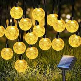 Veranti - 40.8 ft 50 LED Solar Globe String Lights for Outdoor Christmas Parties and Garden Decor, 8 Modes
