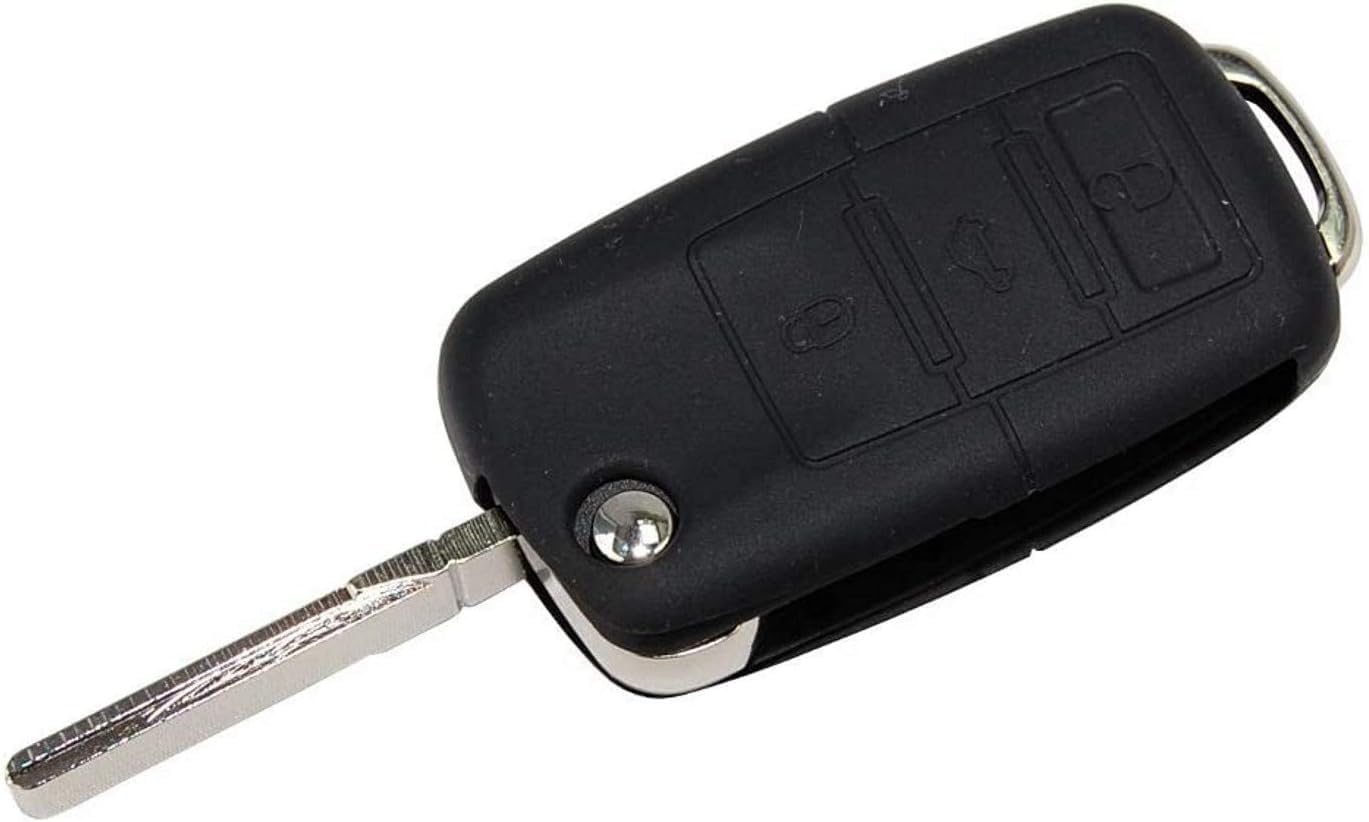 Left. HQRP - Flip key fob shell case 4-button remote with silicone cover, CR2032 battery, screwdriver for Volkswagen - Black.
