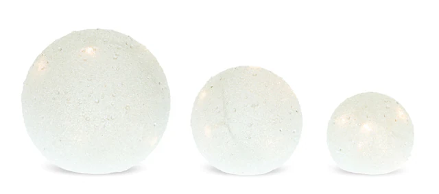 Front. BreeBe - LED Frosted Snowball Globe (Set of 3) - White.