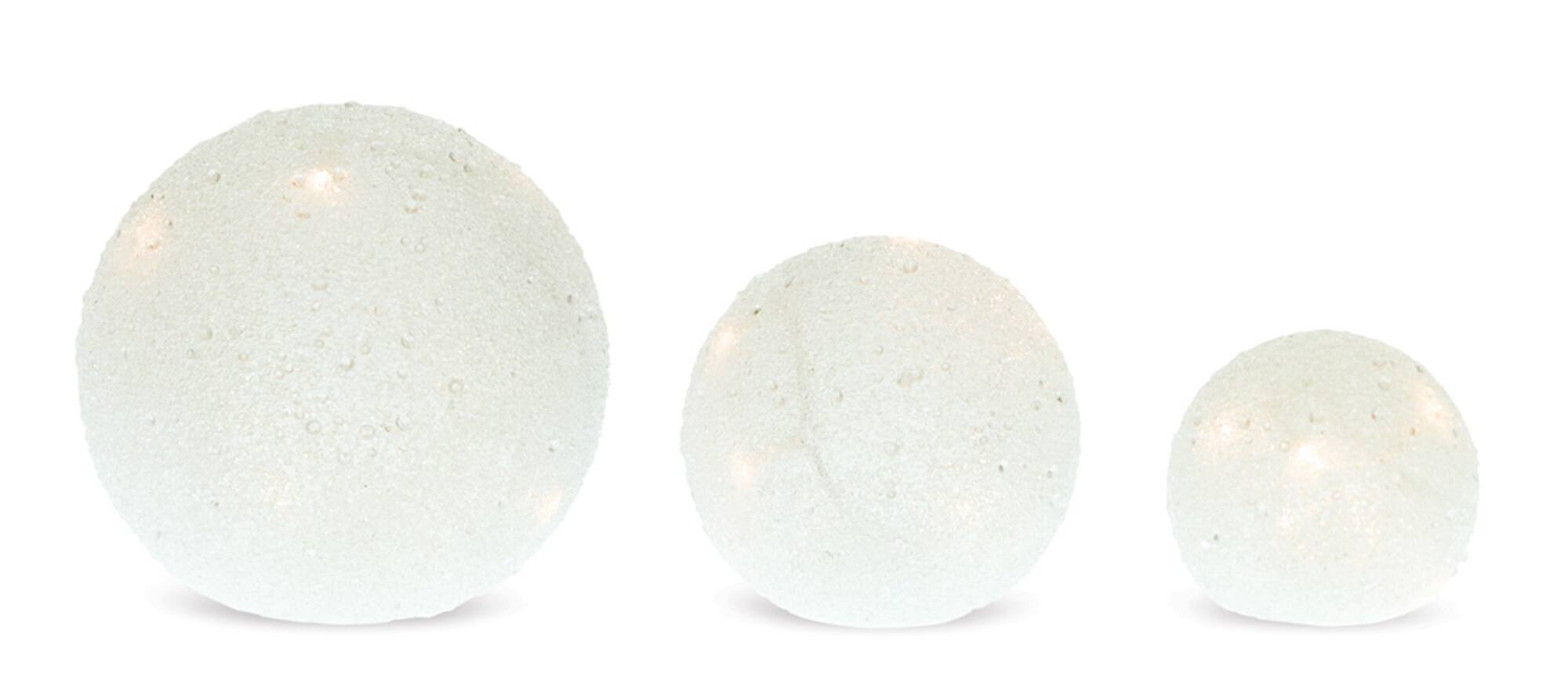 Front. BreeBe - LED Frosted Snowball Globe (Set of 3) - White.