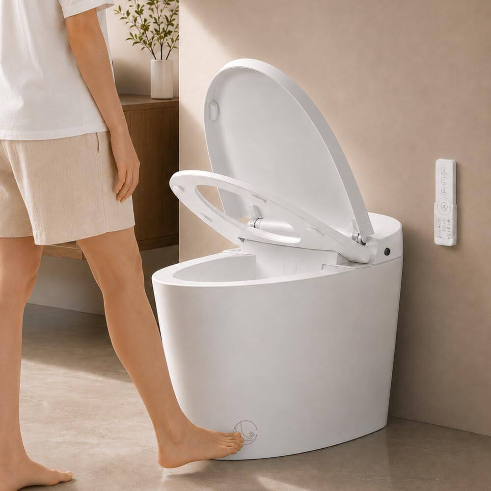 Front. EPLO - E18PRO Smart Toilet Bidet,Auto Open Close,1000G MaP Power Flush - White.
