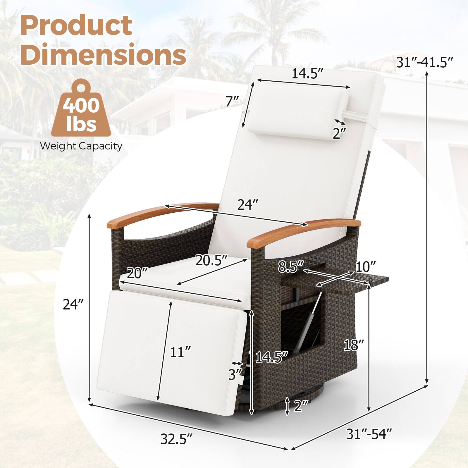 Product Dimensions: 14.5" 31"-41.5" 400 lbs Weight Capacity 7" 2" 24" 20" 20.5" 8.5" 10" 24" 11" 14.5" 3" 18" 32.5" 31"-54"