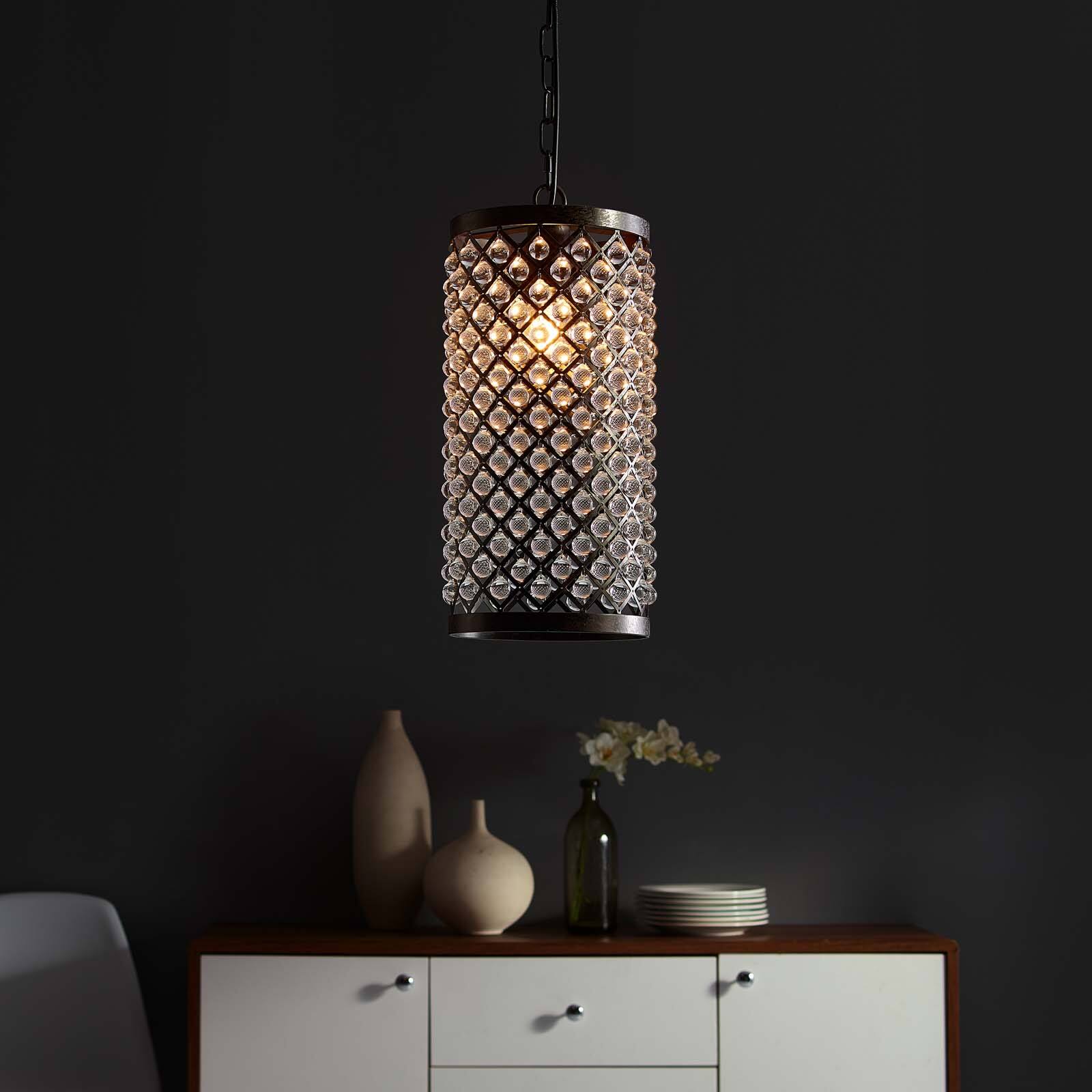 Reflect Glass and Metal Pendant Chandelier by Modway - Black