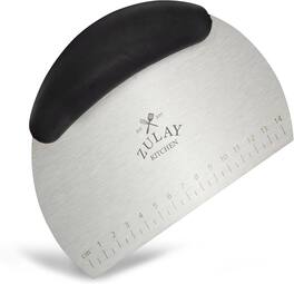 Zulay Kitchen - Premium Multi-purpose Stainless Steel Round Bench Scraper & Chopper - Black