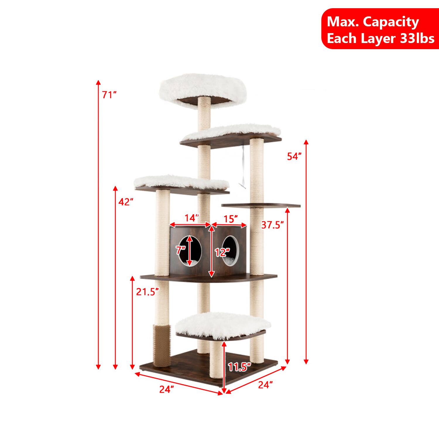 Max. Capacity Each Layer 33lbs  
71"  
54"  
42"  
14"  
7"  
15"  
12"  
37.5"  
21.5"  
11.5"  
24"  
24"