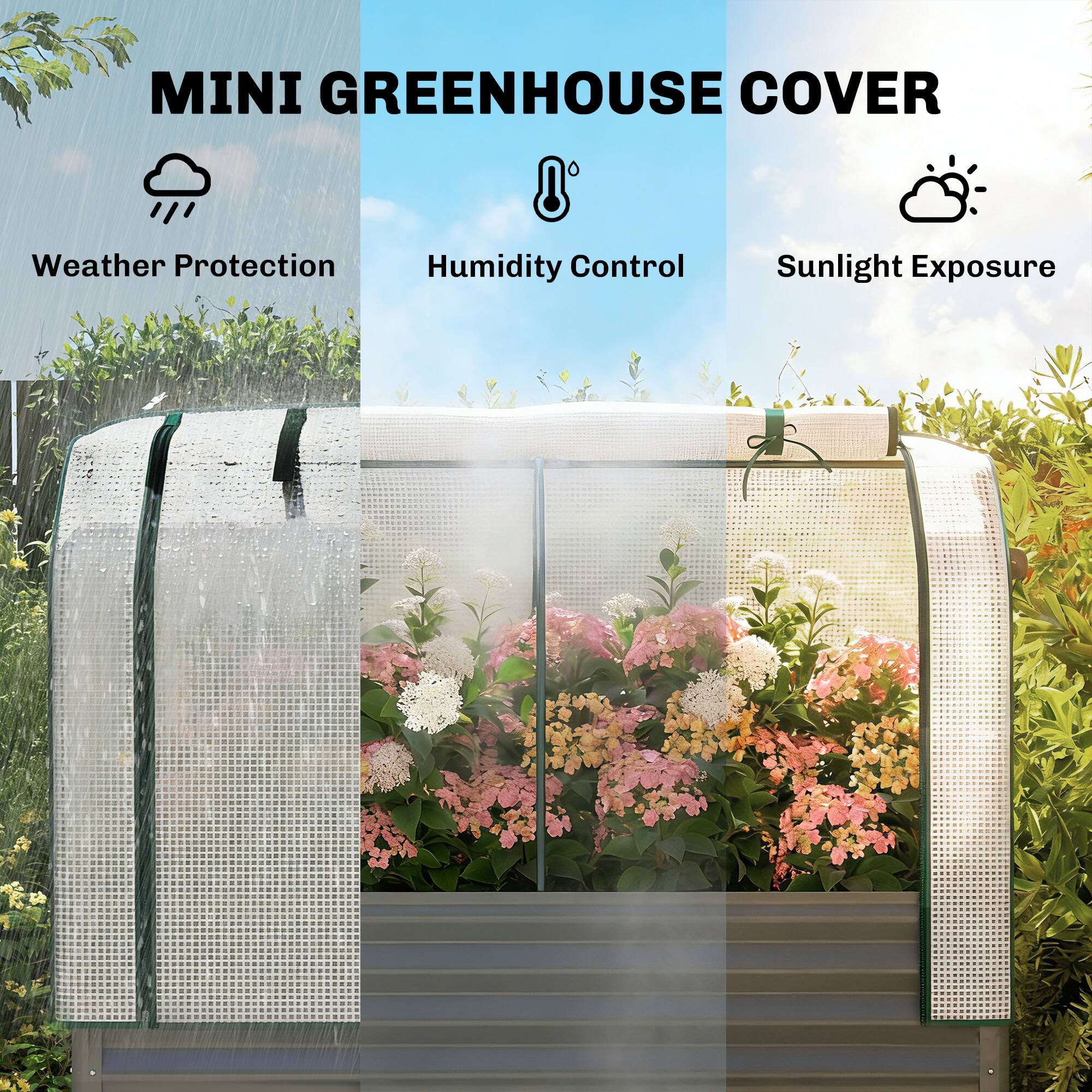 MINI GREENHOUSE COVER

- Weather Protection
- Humidity Control
- Sunlight Exposure