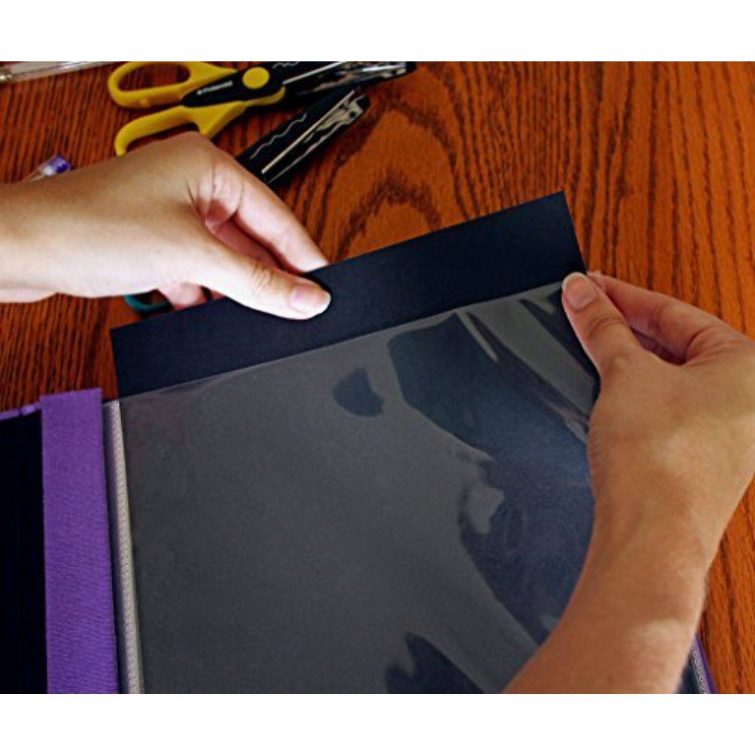 Alt View 3. Zink - Cloth Covered Scrapbook Album, 8" x 8” Large Photo Album Scrapbook with Front Picture Window.