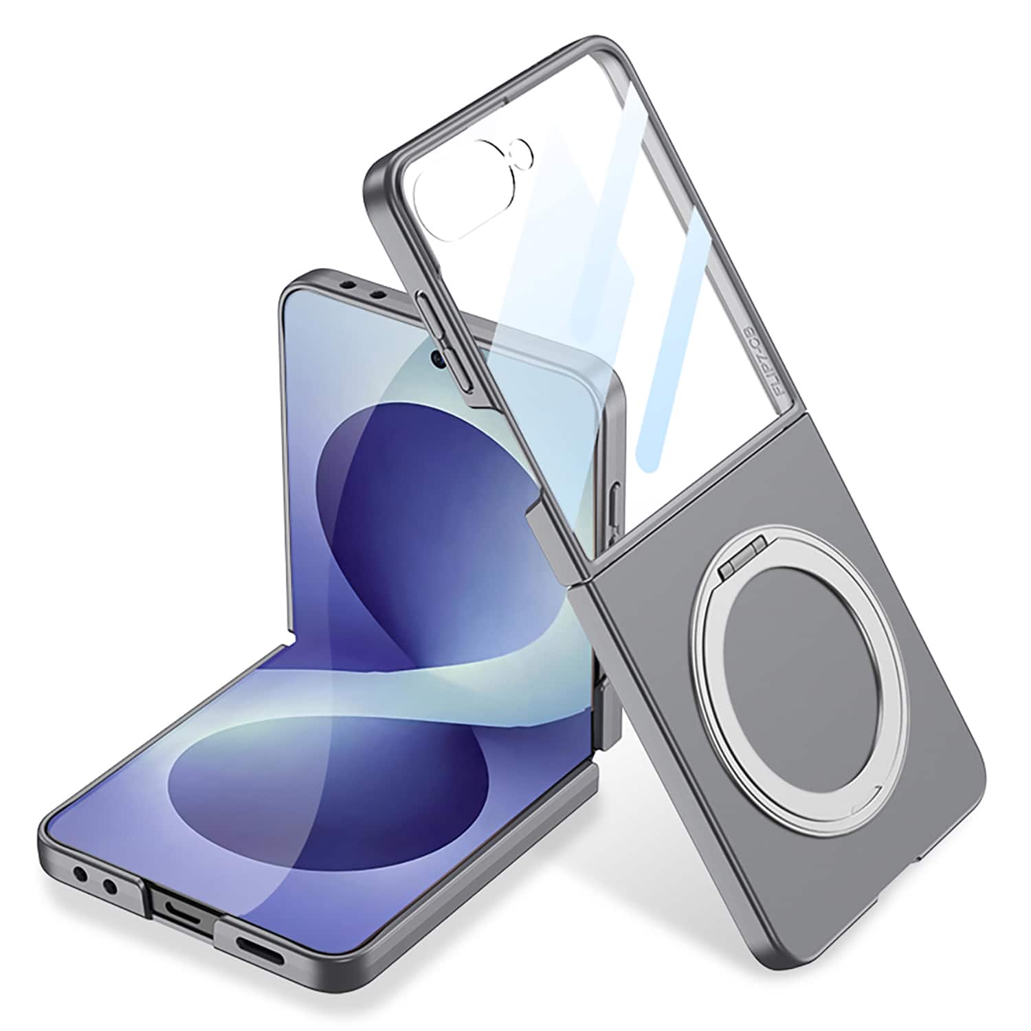 Dteck - for Samsung Galaxy Z Flip8 Slim Magnetic Case with Kickstand Built-in Glass Screen Protector Non-Slip Hard PC Back Cover - Gray price history on PriceWatchPro