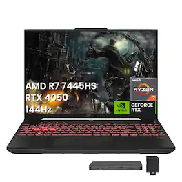 ASUS - TUF Gaming A16 16" Laptop,AMD Ryzen 7 7445HS,GeForce RTX 4050,16GB DDR5,512GB SSD+288GB Dock Set,Win 11 Pro - Gray