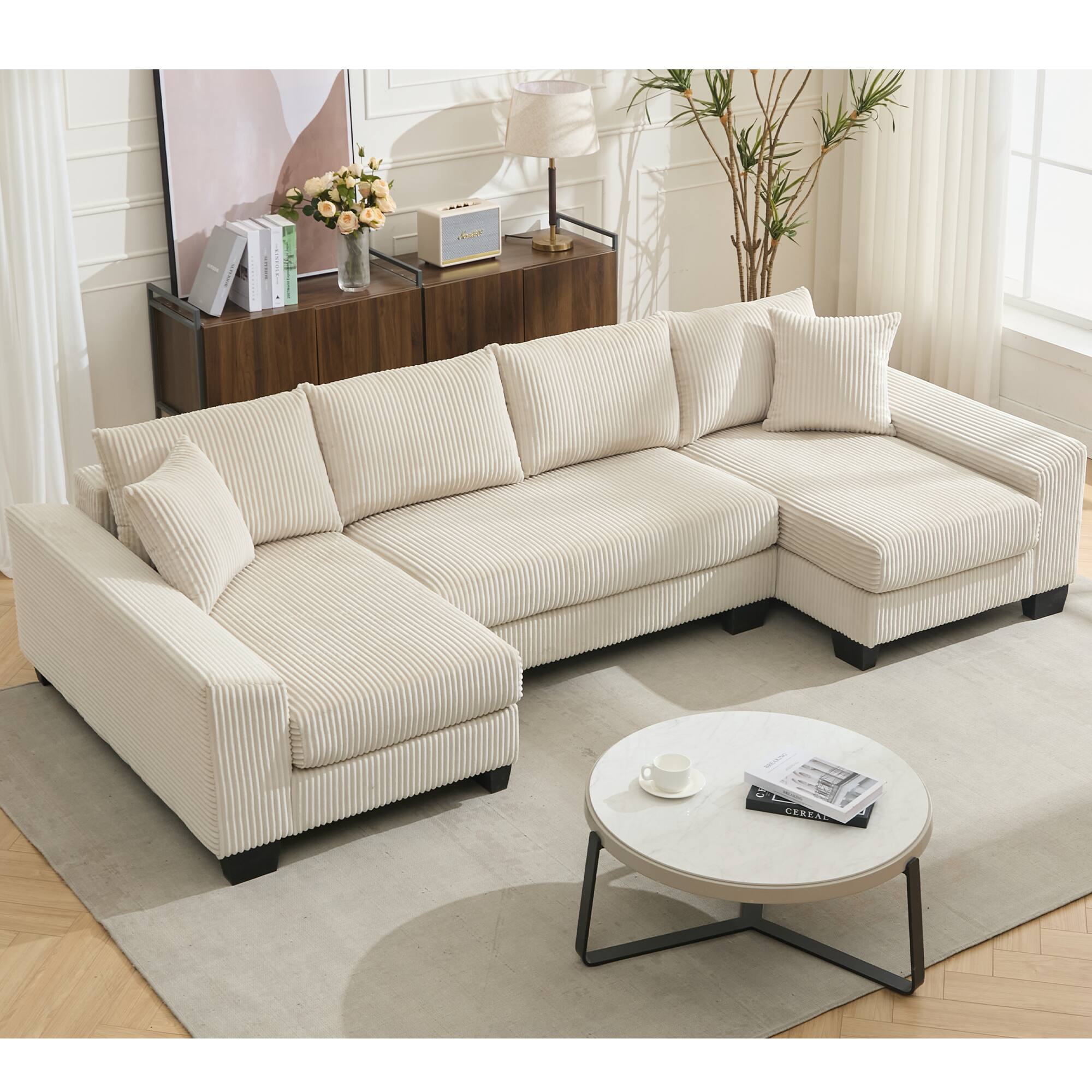 Roomtec NEW ARRIVED VIDEO PROVIDED 114 inch Sleeper SofaU Shaped Sofa ...