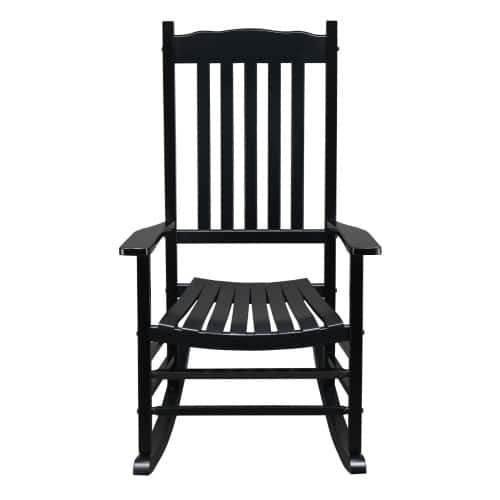Winado - 1PC 46in Classic Wooden Rocking Chair Oversized Porch with Armrest Durable Rocker for Indoor Outdoor Garden Patio - Black