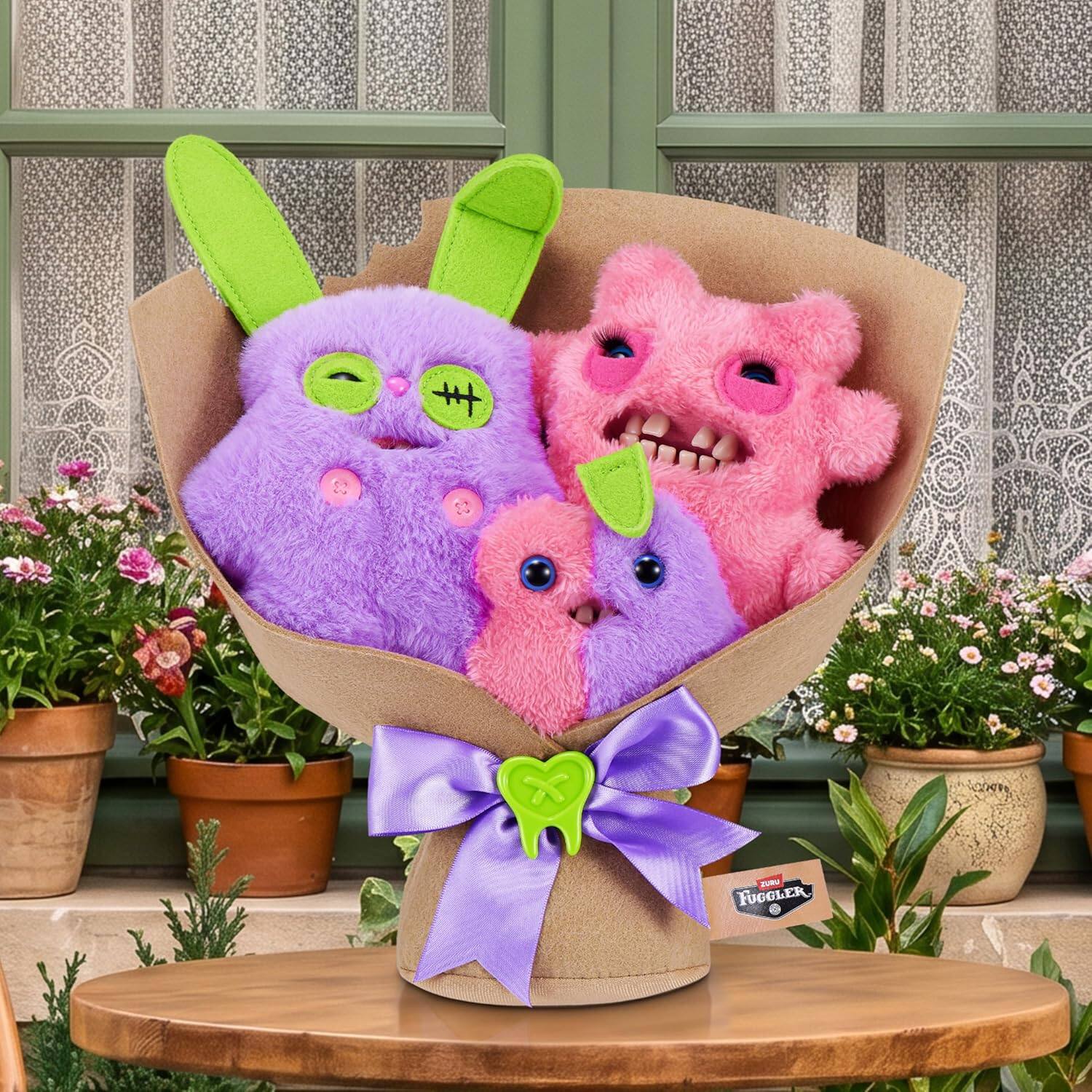 Alt View 2. Fuggler - Zuru Fuggler Special Feature Bouquet Plush Series 1 - Rabid Rabbit, Sir Nobbynuts, Nobbybits - Black.