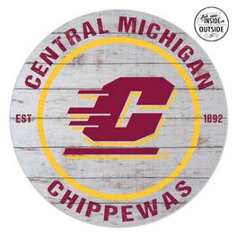 Jardine - Central Michigan Chippewas 20'' x 20'' Indoor/Outdoor Weathered Circle Sign - White