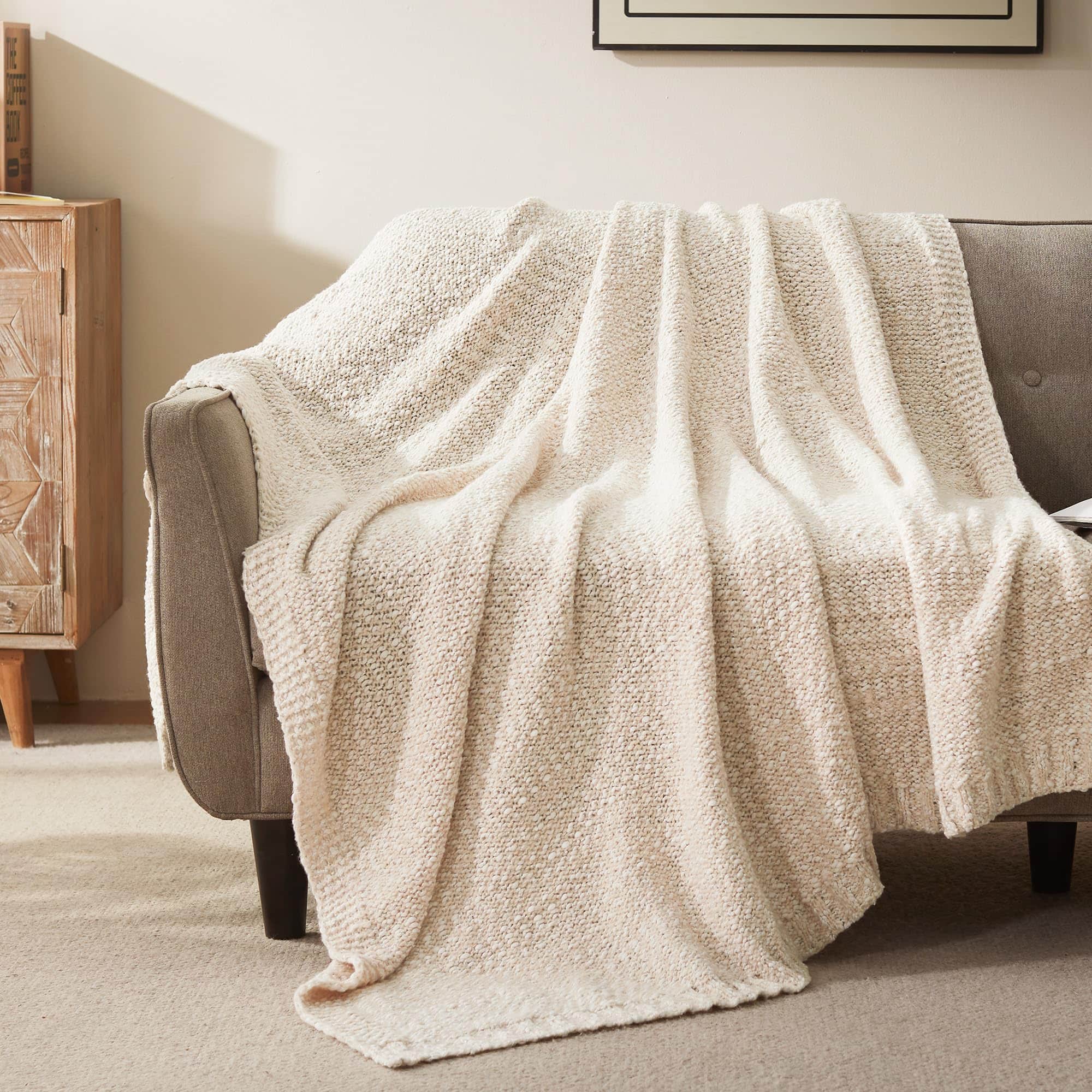 Pacoar Cade - Throw Blanket For Couch Jersey Knit Cream Blankets Bed And Living Room Sofa Chair All Season Warm Cozy Soft (in Cream) - Cream-50*60