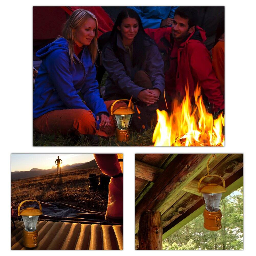 Alt View 2. Pyle - Pyle Multi-Function Hand Crank Lantern with AM/FM Radio – Powered by AA Batteries or Rechargeable Battery (Yellow).
