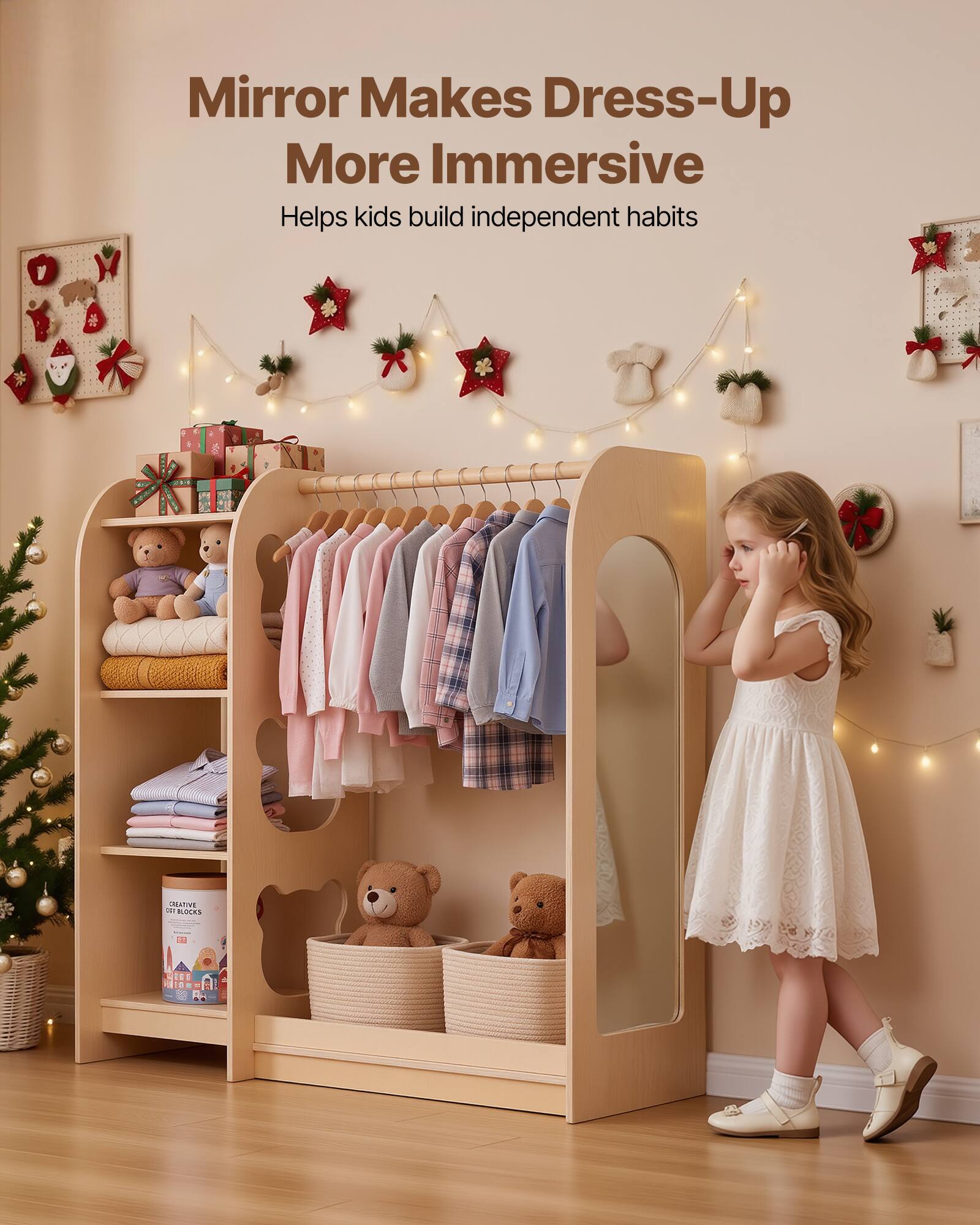Mirror Makes Dress-Up More Immersive  
Helps kids build independent habits