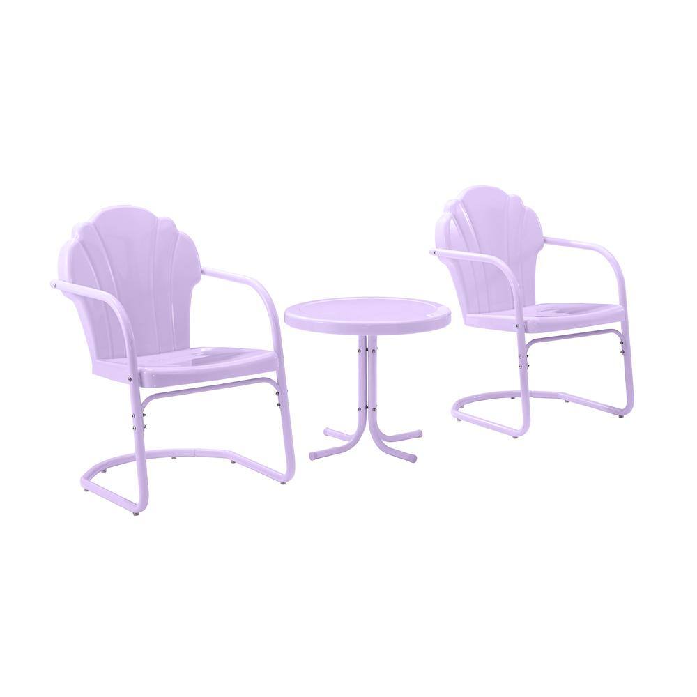 Alt View 5. Crosley Furniture - Tulip 3Pc Retro Outdoor Chair Set - Side Table & 2 Chairs - Lavender Gloss.