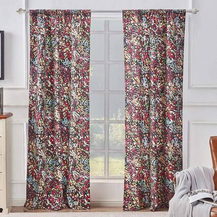 Front. Barefoot Bungalow - Greenland Home Fashions Barefoot Bungalow Alice Window Panel Pair42x84", Midnight - Midnight.