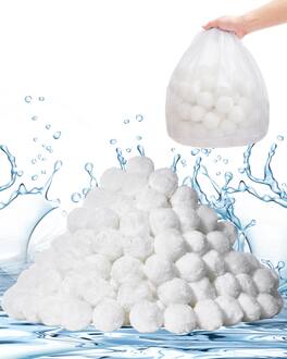 VEVOR - Pool Filter Balls for Sand Filter, 3.5 lbs, Filter Balls Replace Pool Filter Sand, Reusable Polyester Fiber Filter Media - White