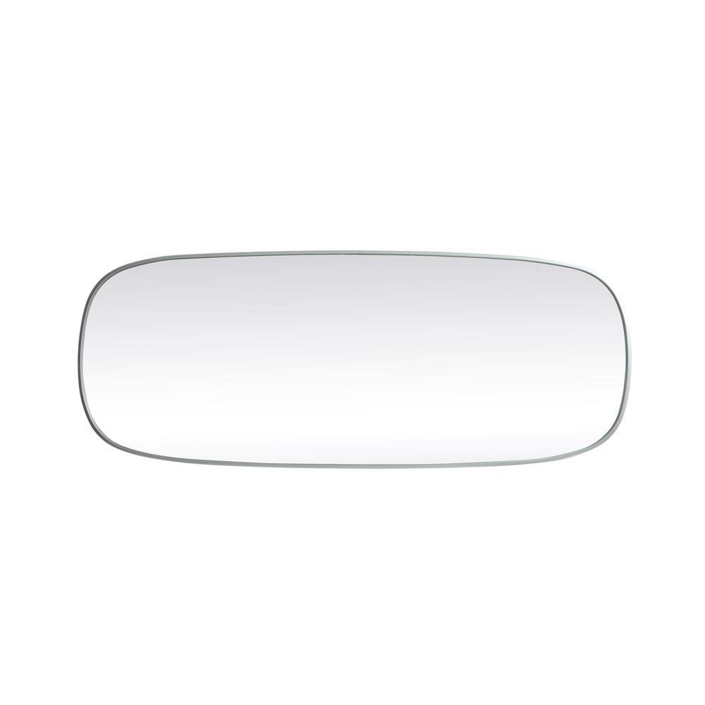 Back. Elegant Decor - Metal Frame Oval Mirror 24x60 Inch in Silver - Silver.