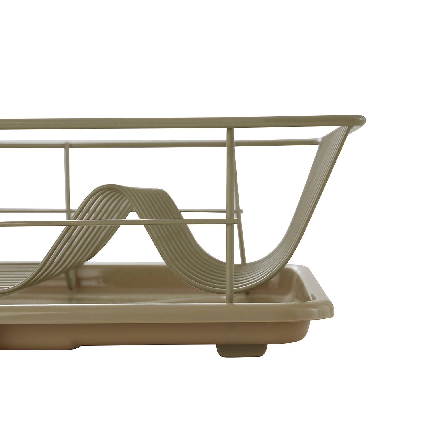 Alt View 1. Sweet Home Collection - Steel 3-Piece Large Countertop Dish Drainer with Drain Board & Utensil Holder - Sage.