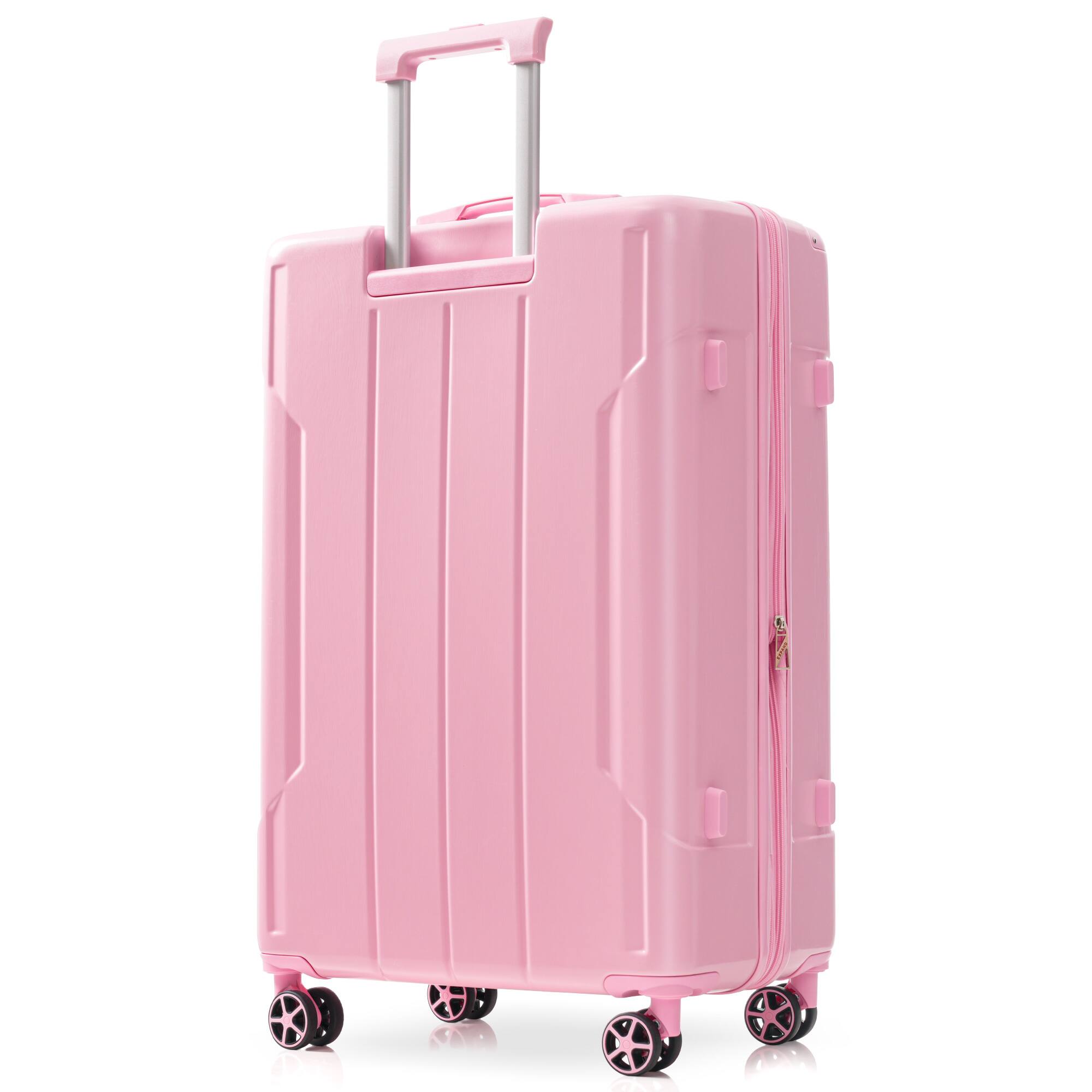 Alt View 10. Loheer - Loheer Hardshell Luggage 28 Inch Pink Checked Suitcase Lightweight ABS Expandable Spinner - Pink.