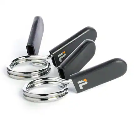 Front. Power Systems - ProElite Cardio Barbell Spring Collars, 1.25" Lock-Jaw HEX Collars - Black.