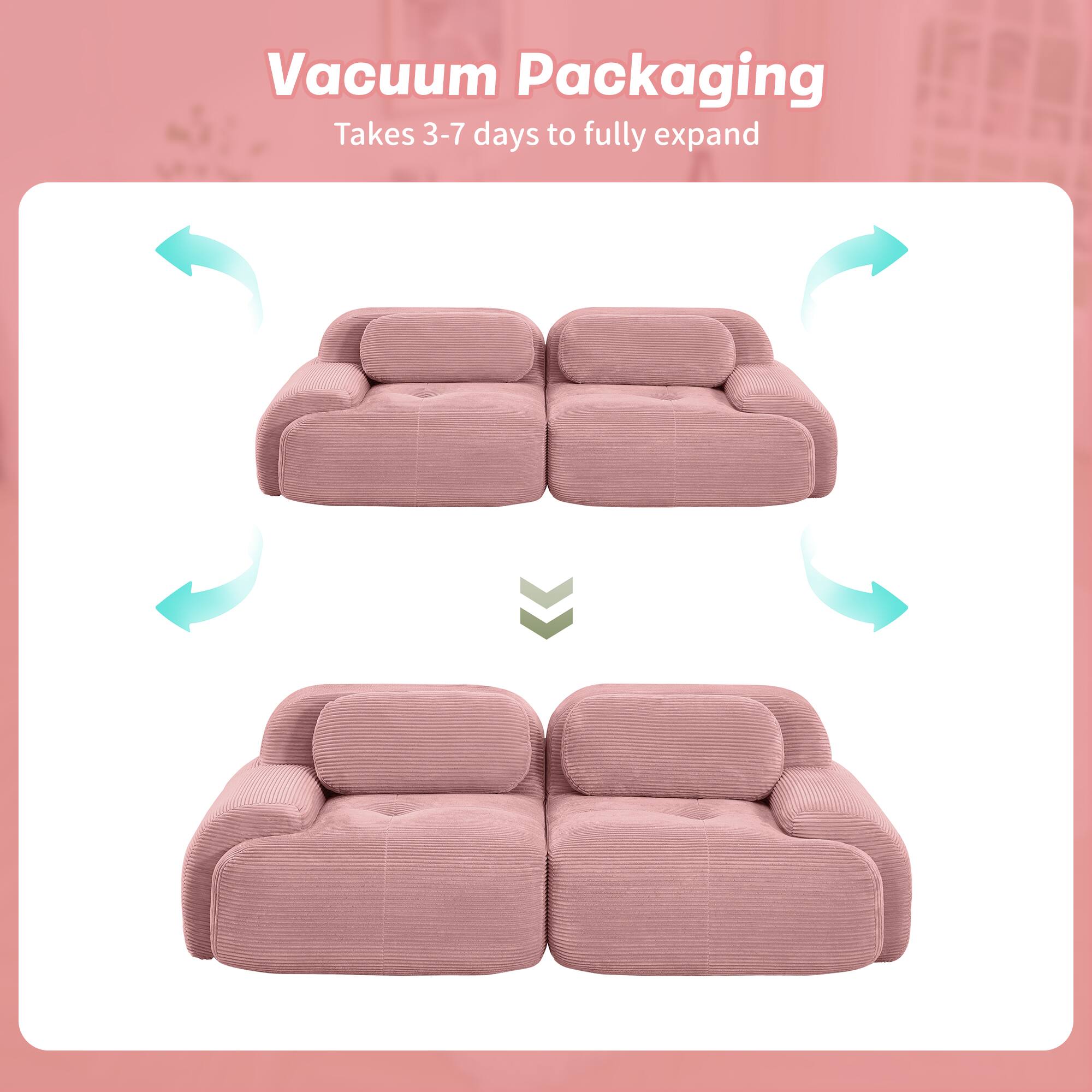 Vacuum Packaging  
Takes 3-7 days to fully expand