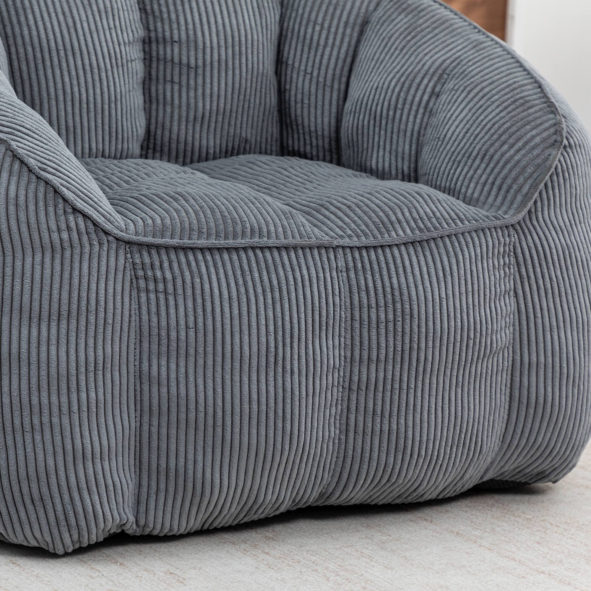 Alt View 5. GOODSILO - Large Corduroy Bean Bag Sofa Chair with Armrests for Living Room and Bedroom Comfort - Dark Gray.