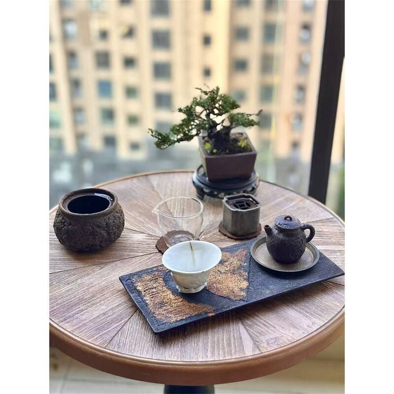 Alt View 2. HTUTWOO - Wooden End Tables -Retro French Country Accent Coffee Side Table,Round Tea Table,Pedestal Side End Table for Small Space - Nature.