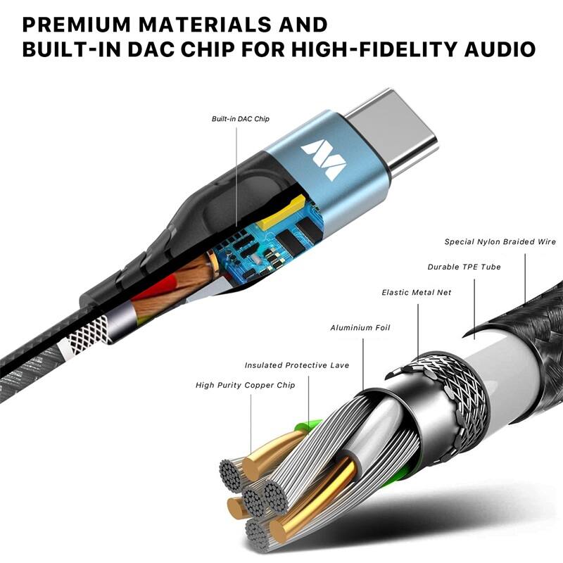 Mybat - USB-C to 3.5mm Male Audio Cable (L=4 FT) - Black
