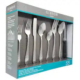 Gibson - Home Wilmington Plus 55-Piece Flatware Set - Silver