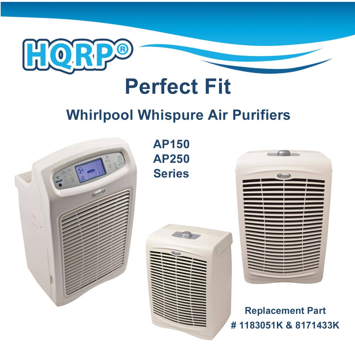 HQRP Perfect Fit Whirlpool Whispure Air Purifiers AP150 AP250 Series Replacement Part # 1183051K & 8171433K