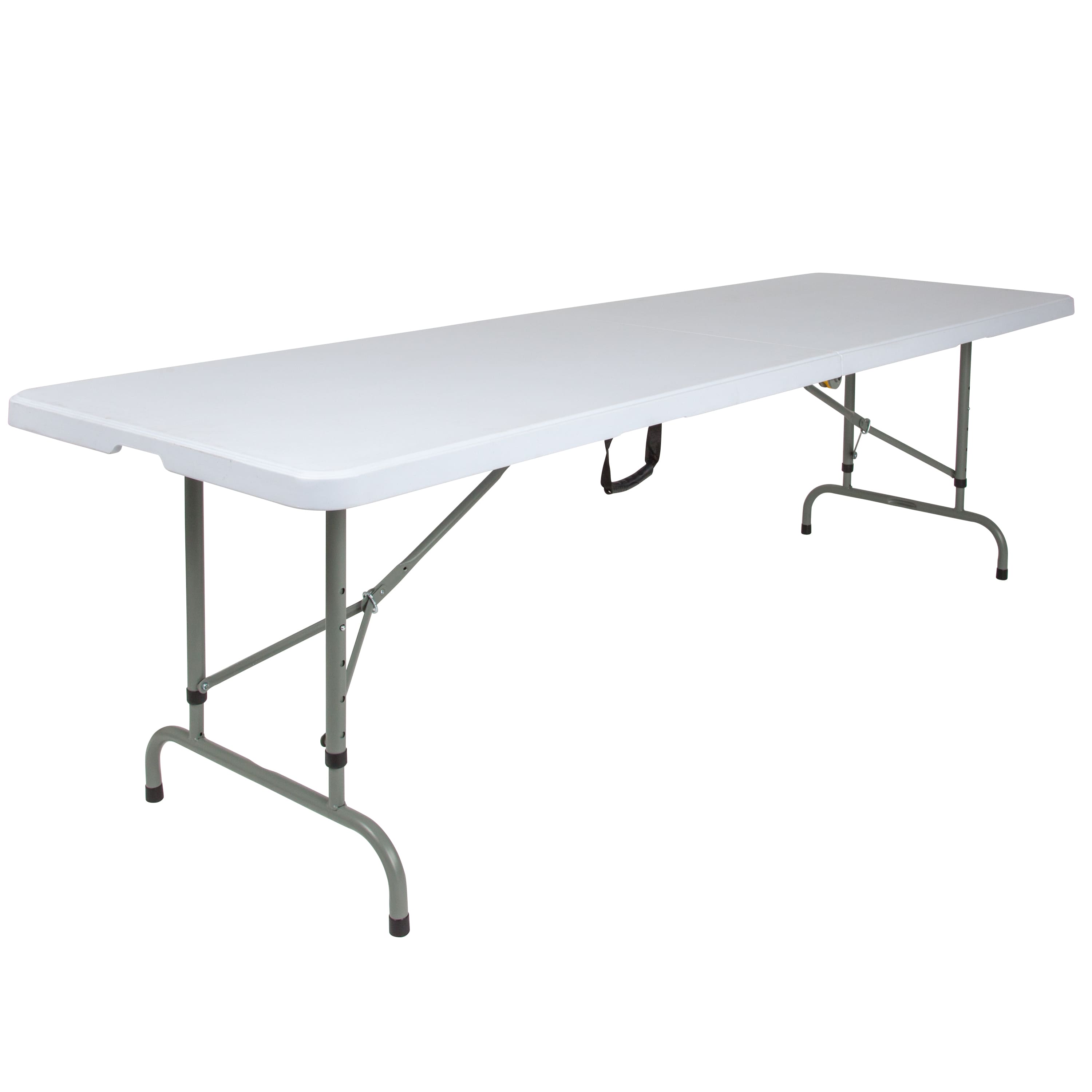 Alamont Home - Kathryn 8-Foot Height Adjustable Bi-Fold Plastic Folding Table with Handle - Granite White