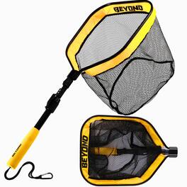 Beyond Braid - Floating Folding Fishing Net with Handle – Telescopic Landing Net for Bass, Trout, Kayak & Boat - Yellow