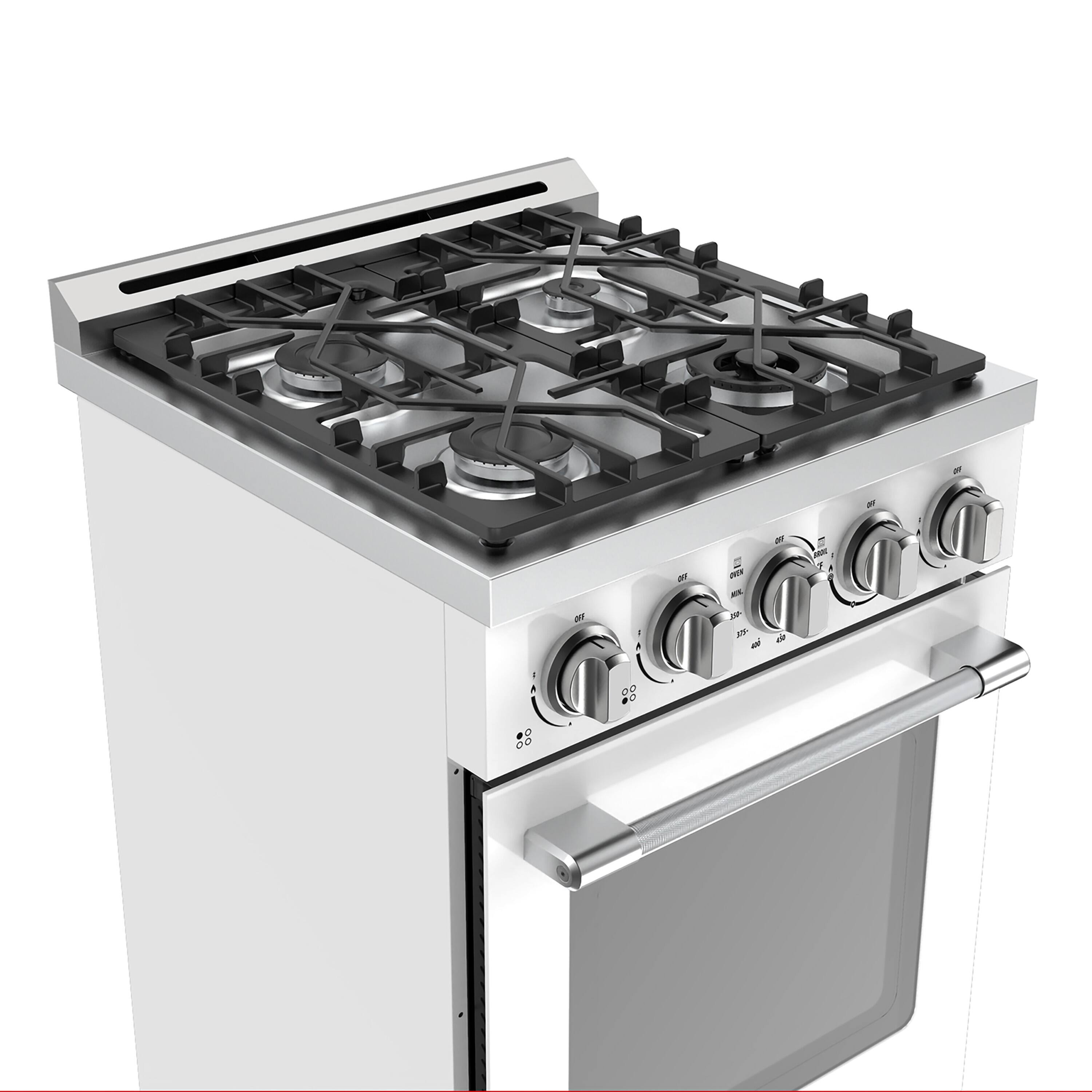 Alt View 2. Unique Appliances - Off-Grid 24 in. Wide 4 Burner 3.75 Cu. Ft. Freestanding LP Gas Range with Waist-High Broiler and Manual Clean in White - White.