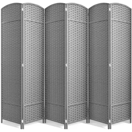 Front. Sorbus - Sorbus 6 Panel Room Divider 6 ft. Tall - Privacy Screen, Extra Wide Double Hinged Panels, Mesh Hand-Woven Design - Light Gray.