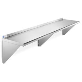 GRIDMANN - 72 x 14-in NSF Stainless Steel Wall Mount Shelf - Silver