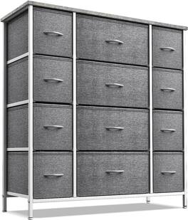 Sorbus - Dresser with 12 Drawers - Chest Organizer Unit with Steel Frame Wood Top and Handle - Large Dresser for Bedroom - Gray