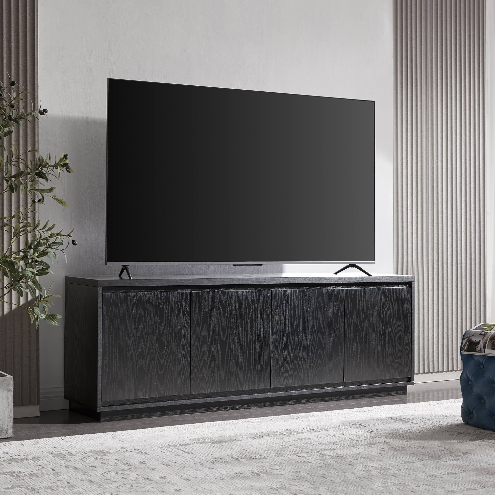 Alt View 35. Hudson&Canal - Presque TV Stand for TV's up to 75" - Black Grain.